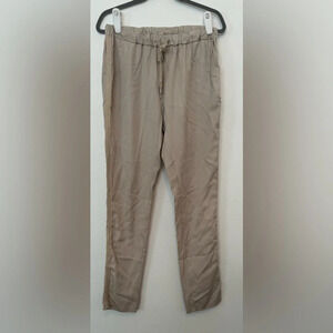 Femme Fatale Viscose Pull On Pants Khaki Made In Italy Size XL Metallic Trim